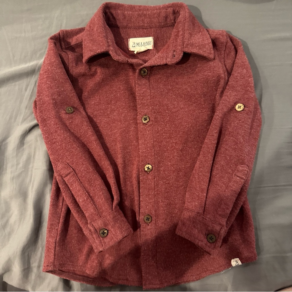 Kids Maroon Button-Up Shirt